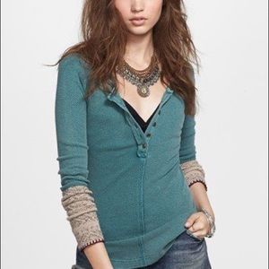 Free People Alpine Knit Cuff Thermal Henley